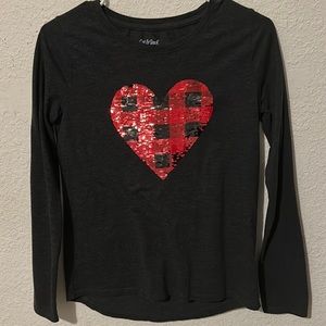 ❤️🖤Girls Holographic Heart Long Sleeve T❤️🖤